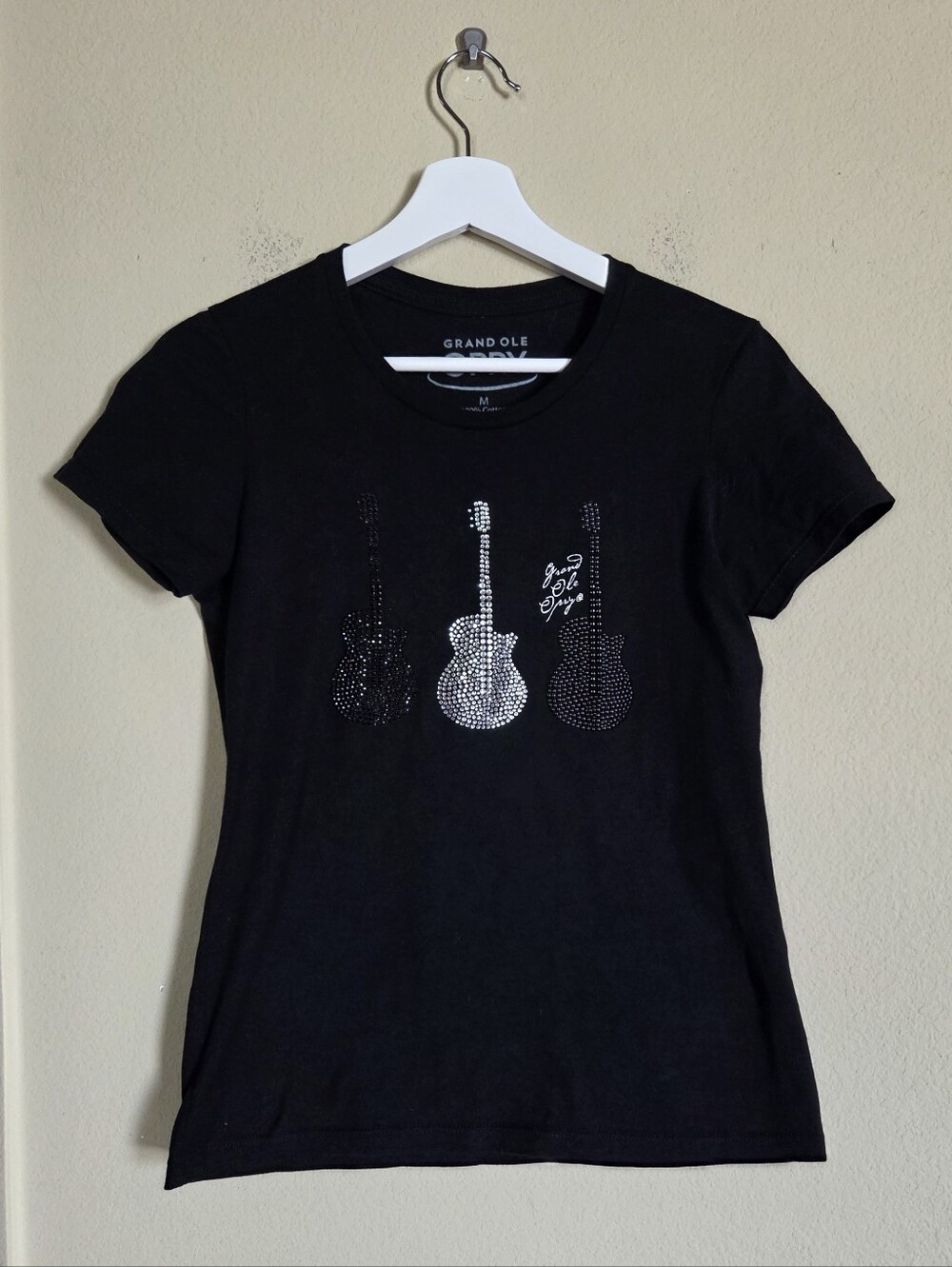 Embellished Grand Ole Opry Black Rhinestone Guitar Tee